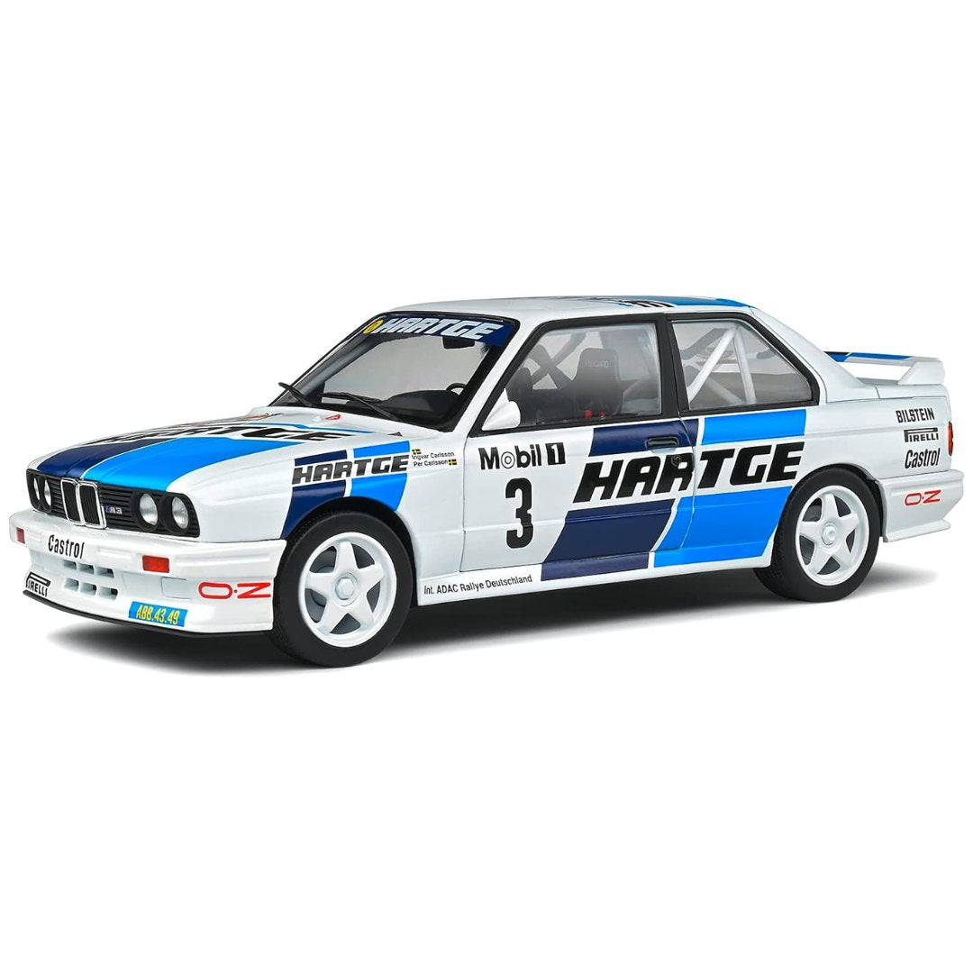 White 1986 BMW M3 E30 ADAC Rally Germany 1:18 Scale die-cast car by S