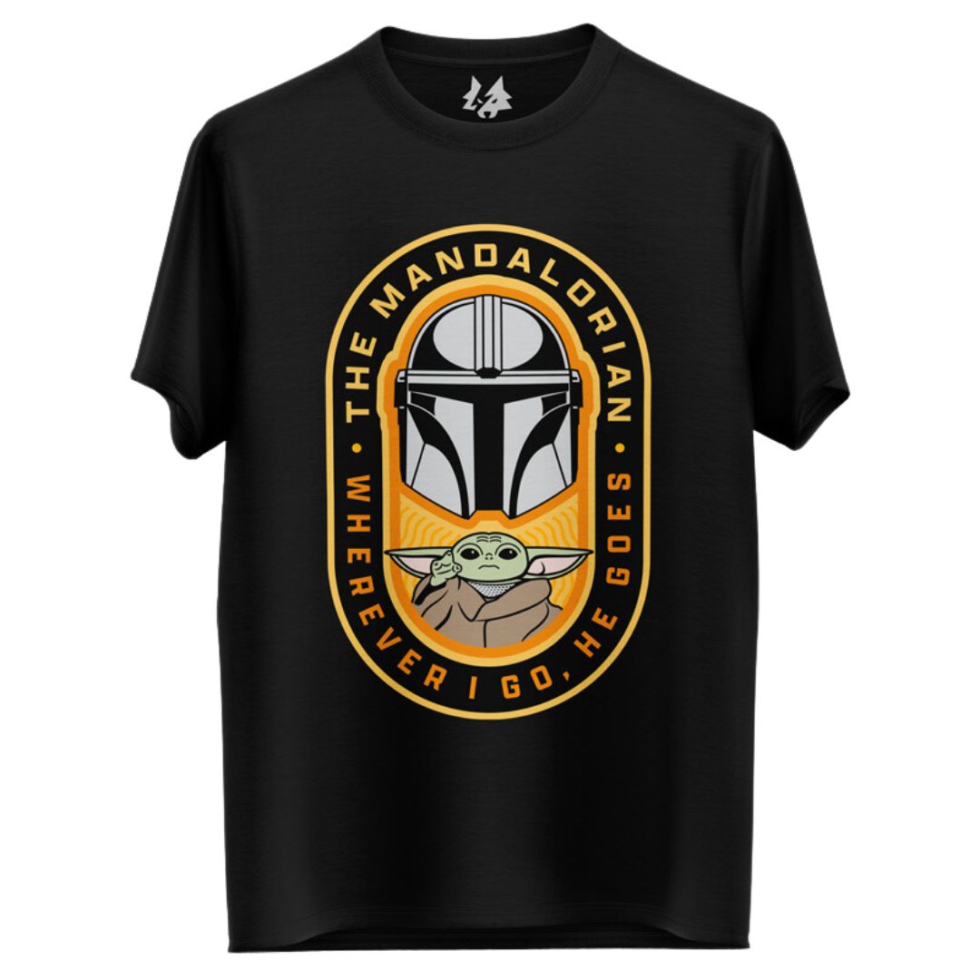 Mandalorian Wherever I Go T Shirt -Redwolf - India - www.superherotoystore.com