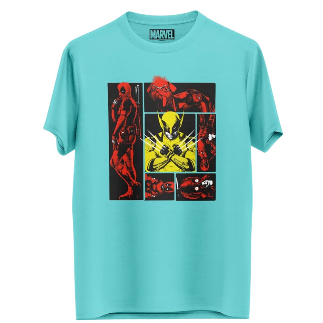 Deadpool Variants Vs. Wolverine - Marvel Official T-Shirt -Redwolf - India - www.superherotoystore.com