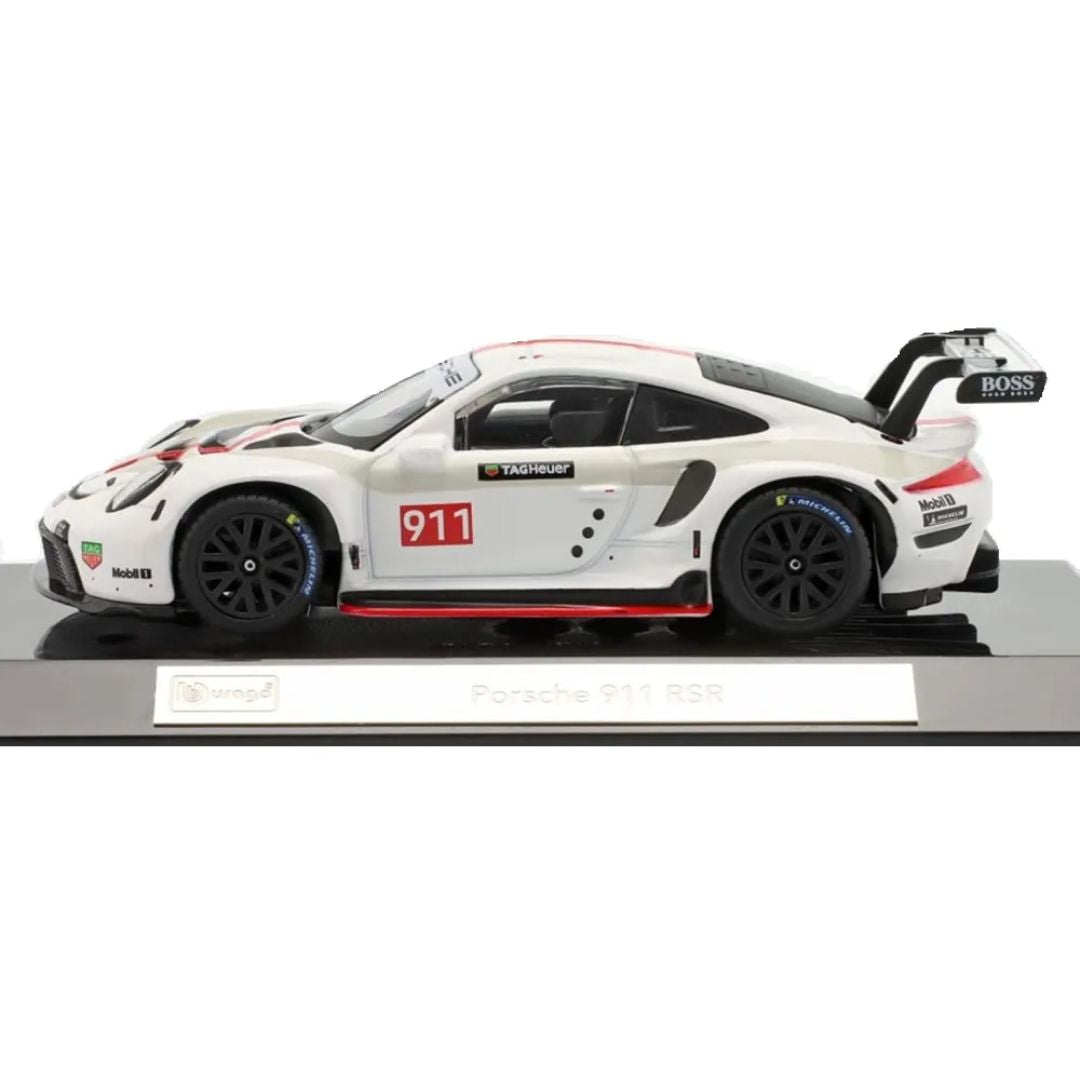 Porsche 911 RSR White 1:43 Die-Cast Car by Bburago -Bburago - India - www.superherotoystore.com