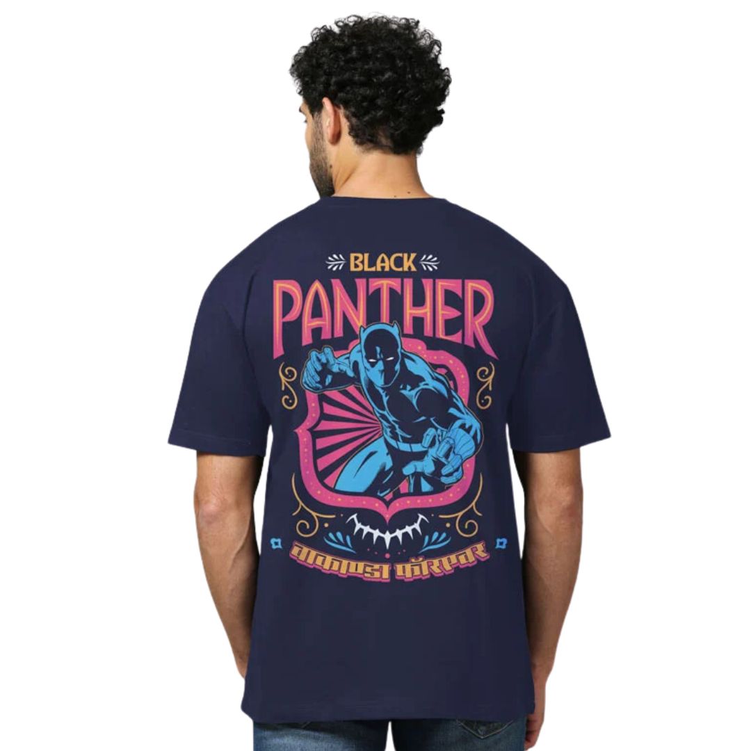 Black Panther Desi Truck Art Oversized T Shirt -Redwolf - India - www.superherotoystore.com
