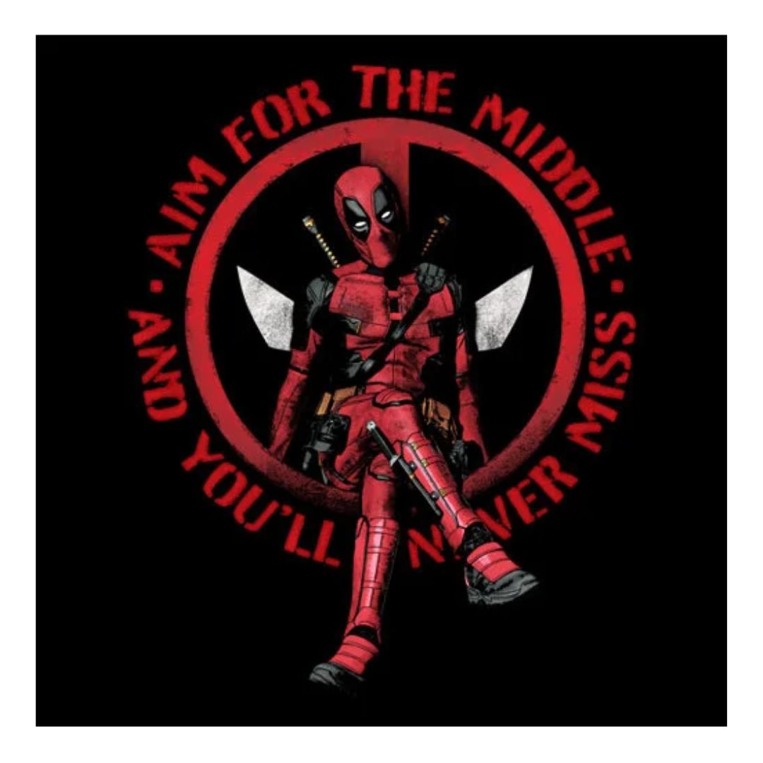 Aim For The Middle - Marvel Official T-Shirt -Redwolf - India - www.superherotoystore.com