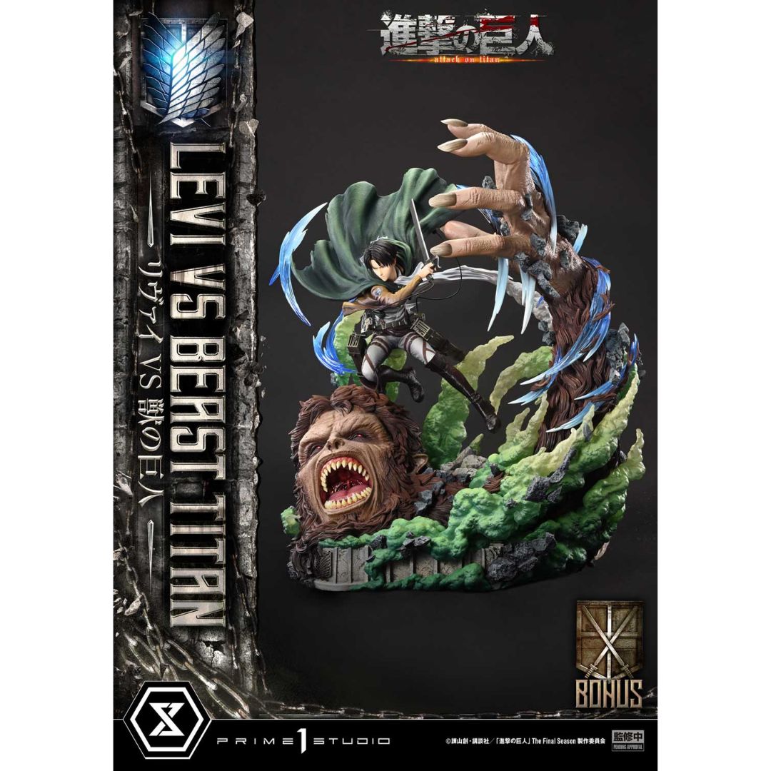 Tv Animation Attack On Titan Levi Versus Beast Titan statue By Prime1 Studios -Prime 1 Studio - India - www.superherotoystore.com