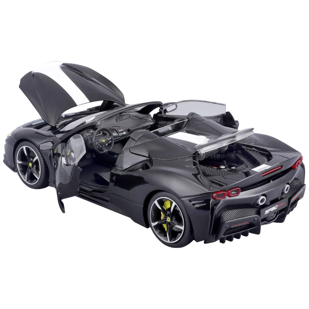 Signature Series Black Ferrari SF90 Spider Assetto Fiorano 1:18 Scale Die-Cast Car by Bburago