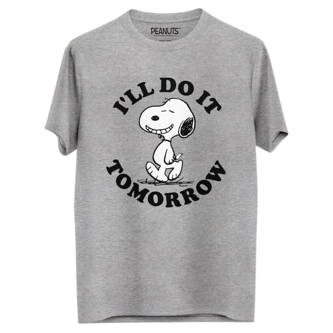 Snoopy Do It Tomorrow T Shirt -Redwolf - India - www.superherotoystore.com