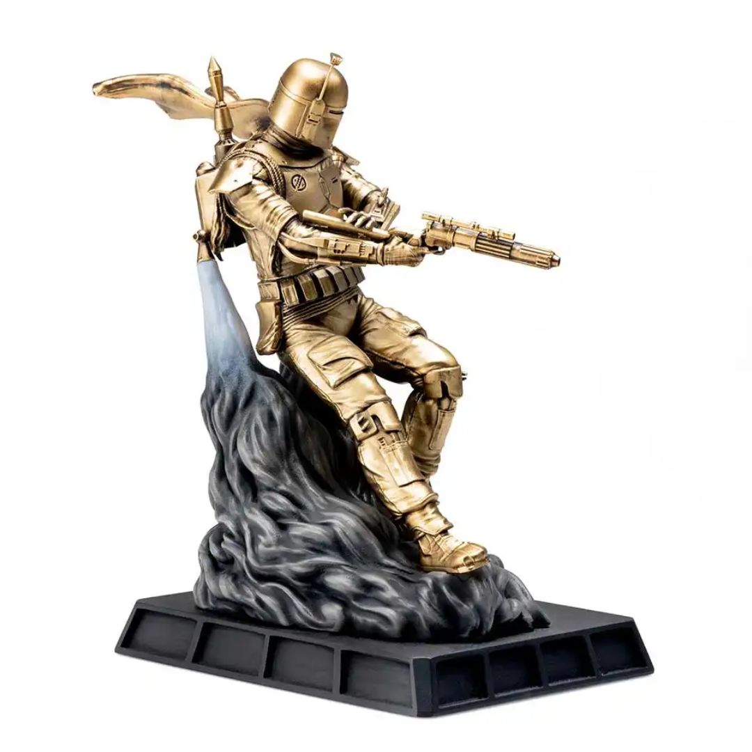 Limited Edition Gilt Boba Fett Battle Ready Figurine By Royal Selangor