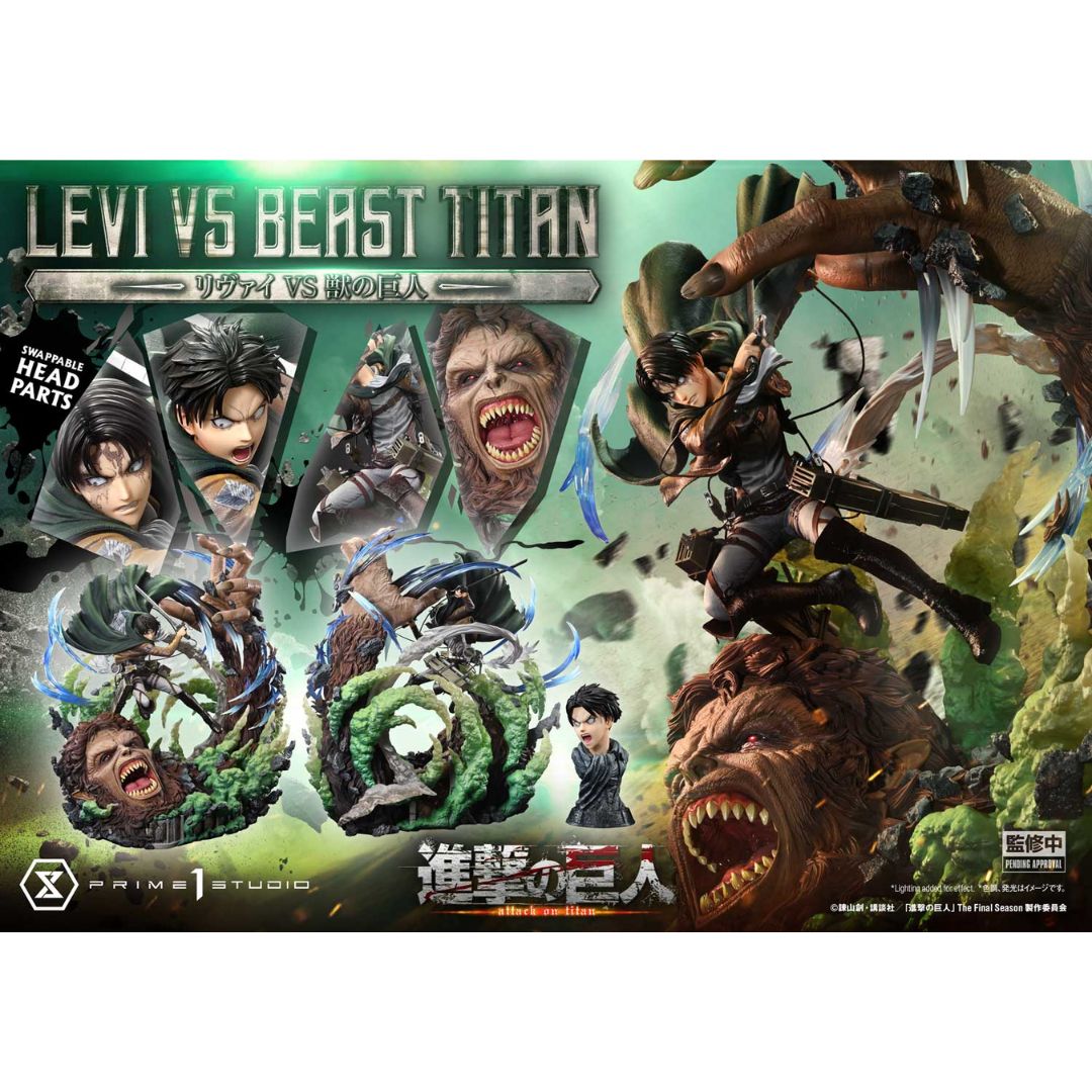 Tv Animation Attack On Titan Levi Versus Beast Titan statue By Prime1 Studios -Prime 1 Studio - India - www.superherotoystore.com