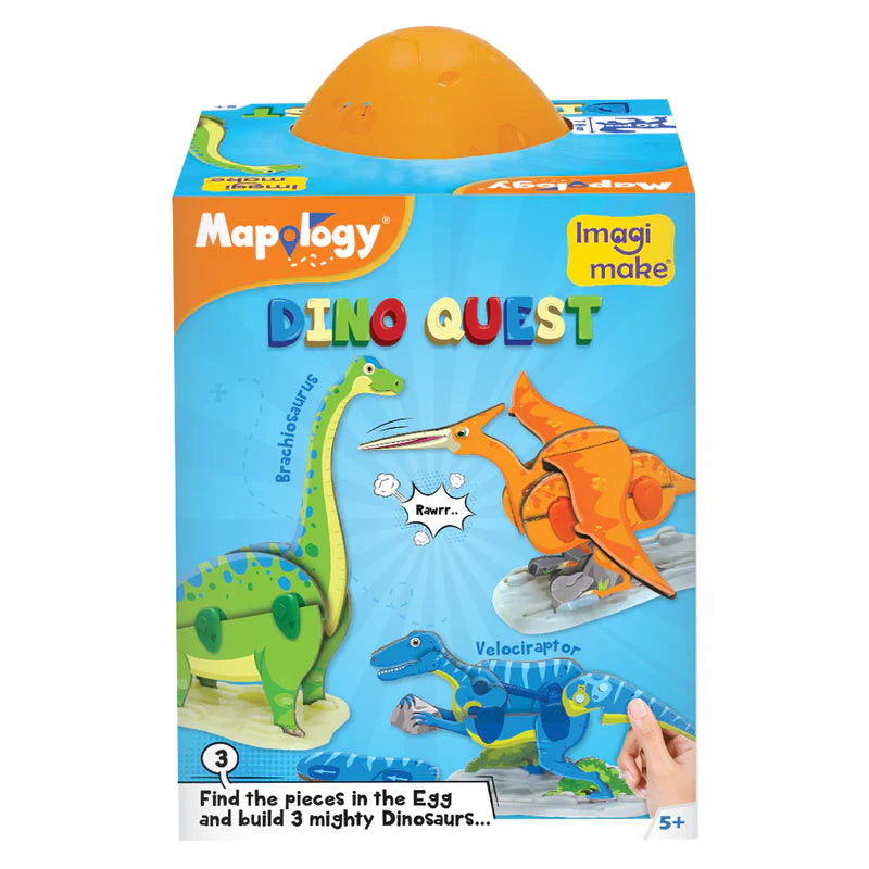 Mapology Dino Quest - Brachiosaurus, Pteranodon, Velociraptor -Imagimake - India - www.superherotoystore.com