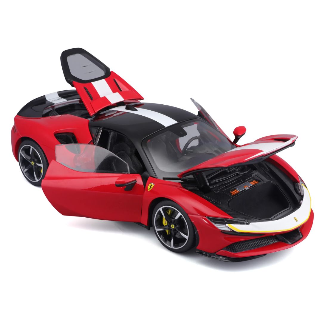 Signature Series Red Ferrari SF90 Spider Assetto Fiorano 1:18 Scale Die-Cast Car by Bburago