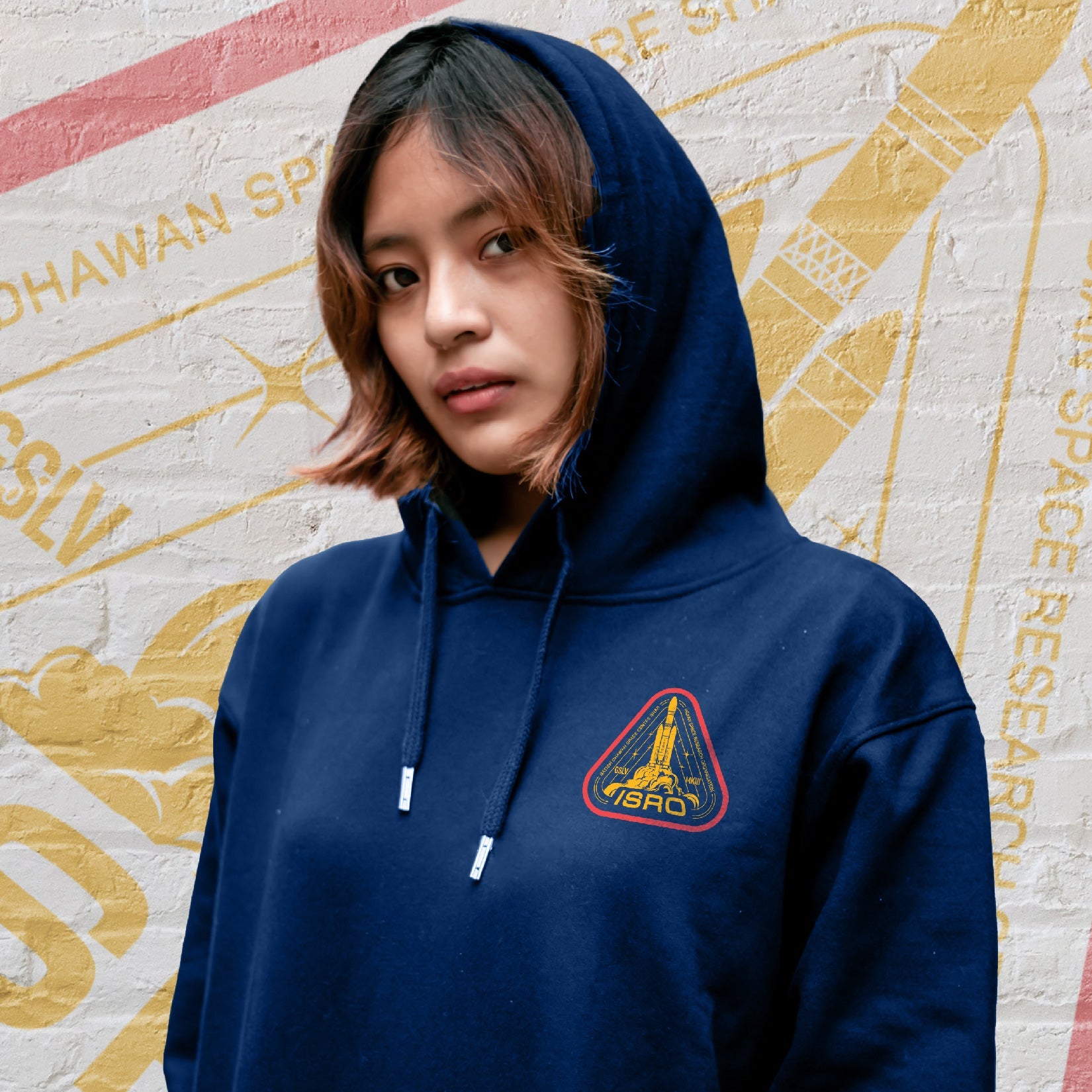 Navy Blue ISRO Tribute Unisex Hoodie (Without Zip) -A47 - India - www.superherotoystore.com