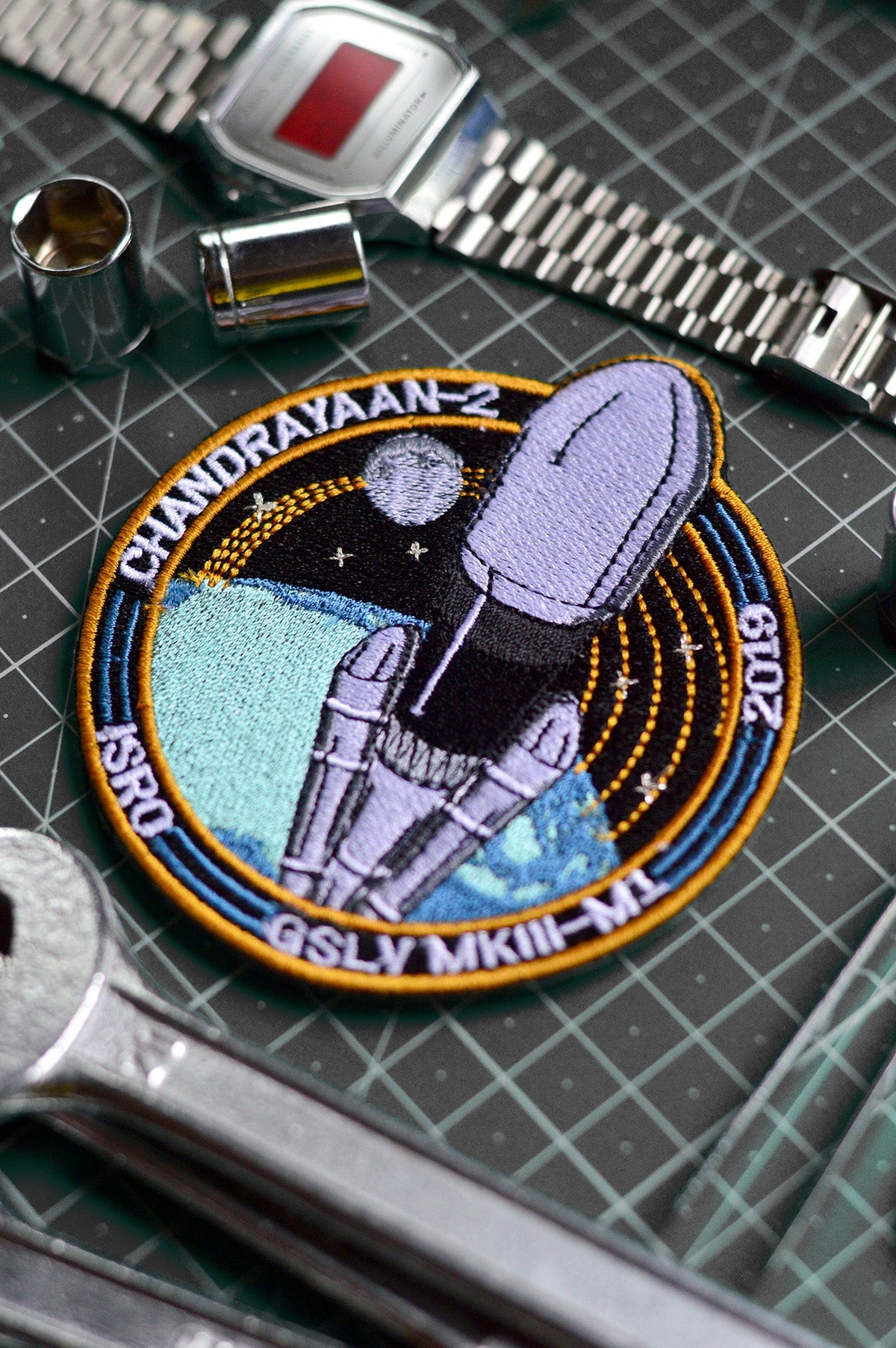 ISRO Chandrayaan - 2 Iron On Badge -A47 - India - www.superherotoystore.com