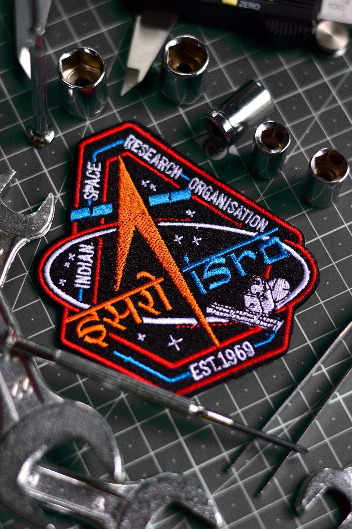 ISRO Classic Logo Iron On Badge -A47 - India - www.superherotoystore.com