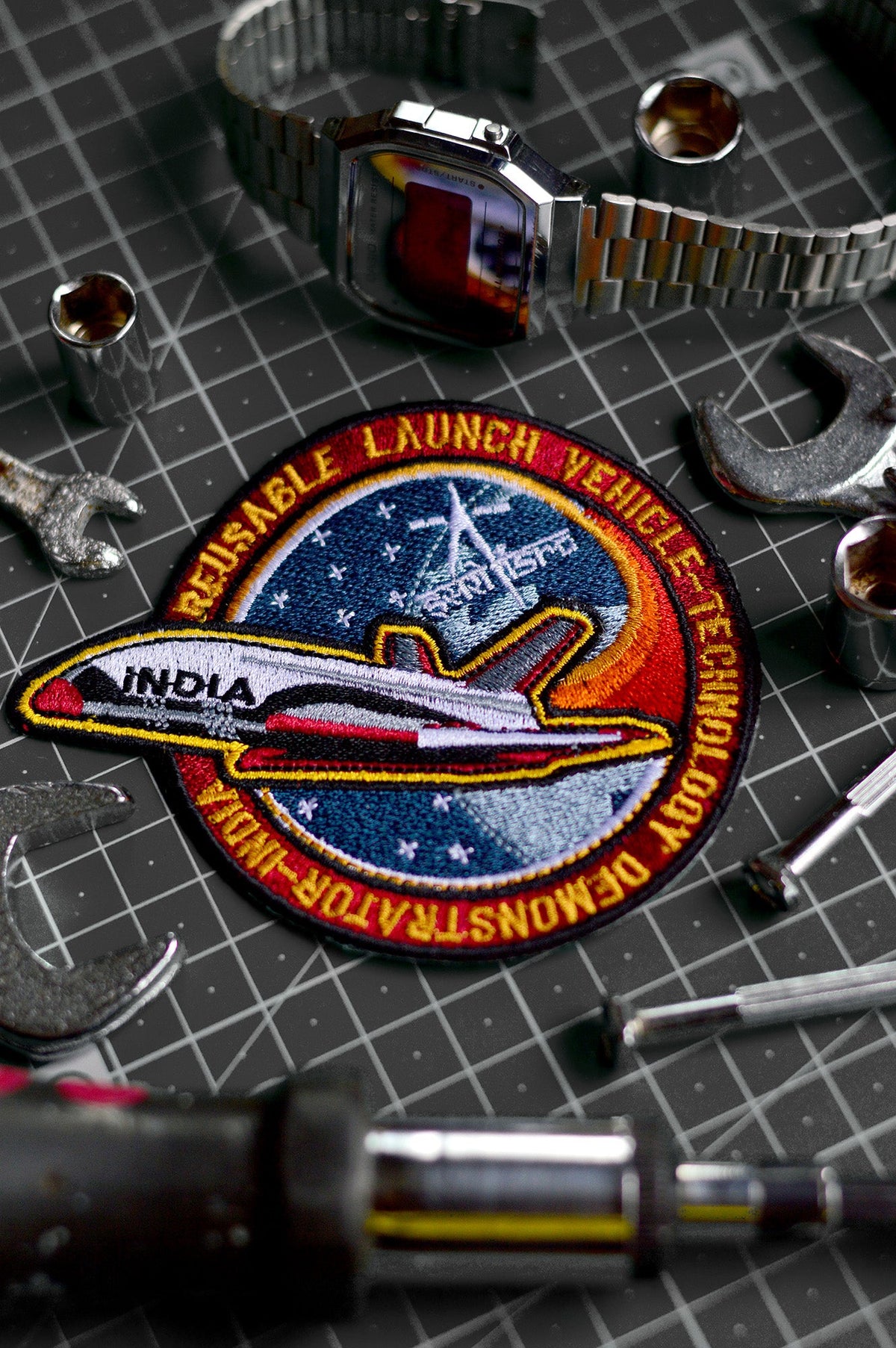 ISRO Launch Vehicle Demonstrator Iron On Badge -A47 - India - www.superherotoystore.com