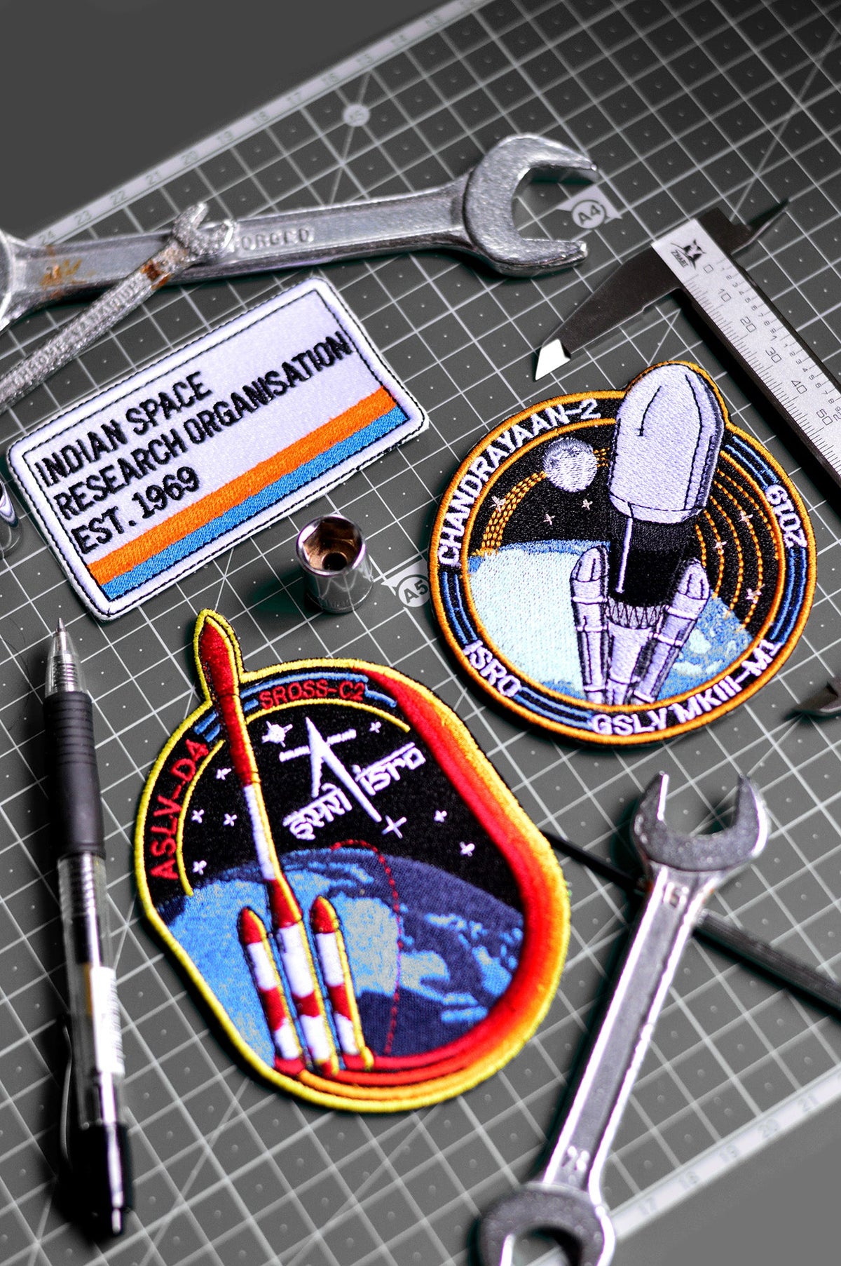 ISRO Classic 1969, ASLV D4 and Chandrayaan 2 Iron On Badge - Pack of 3 -A47 - India - www.superherotoystore.com