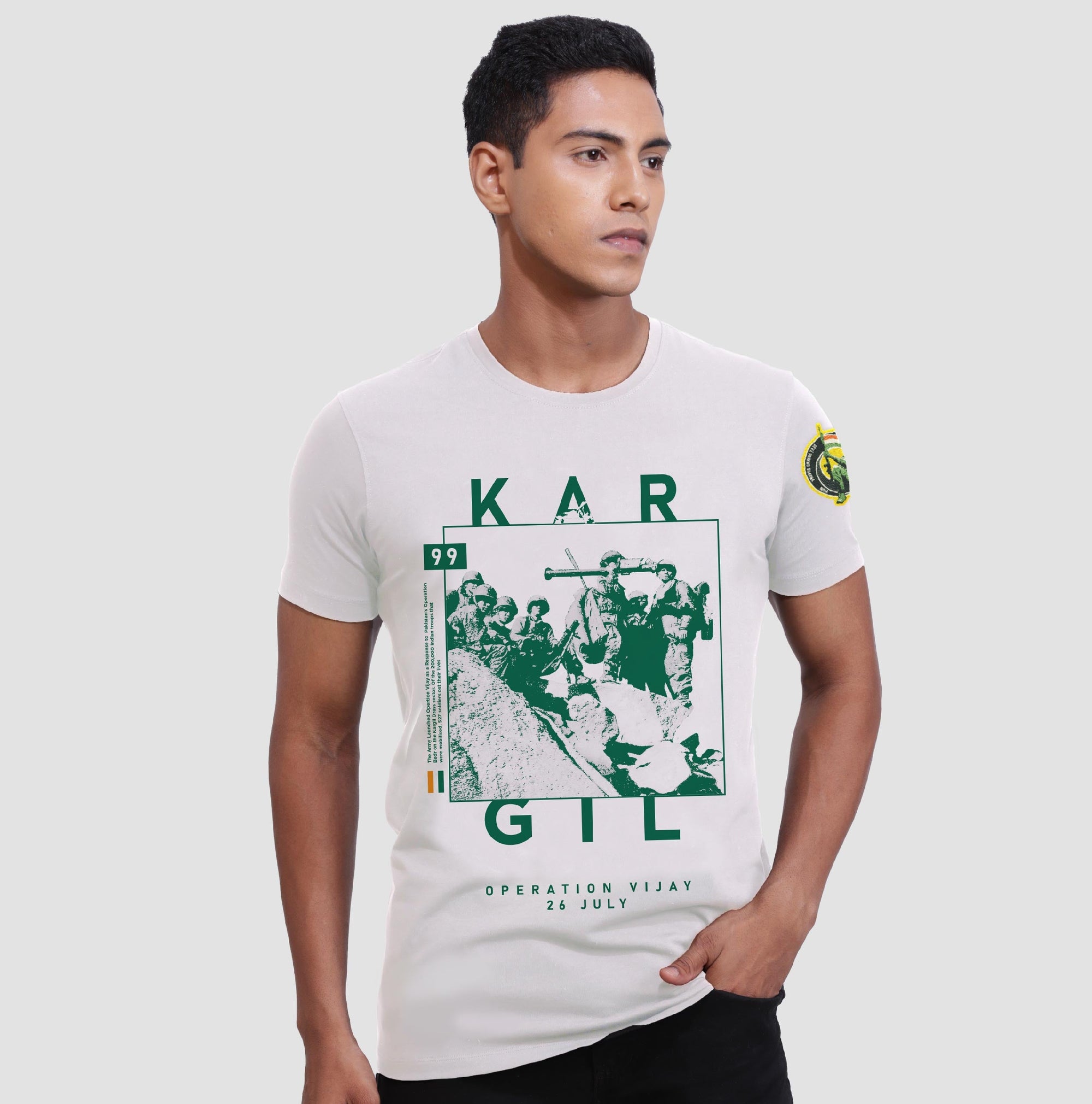 Kargil White Infantry T-shirt -A47 - India - www.superherotoystore.com