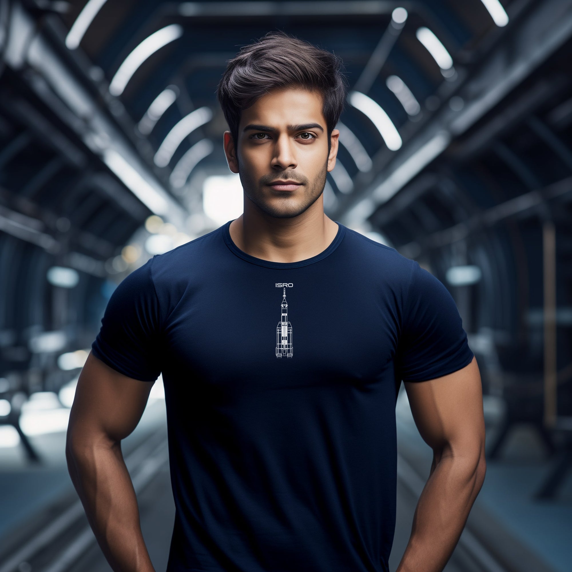 ISRO Gaganyaan Navy Blue Crew Neck T-Shirt -A47 - India - www.superherotoystore.com