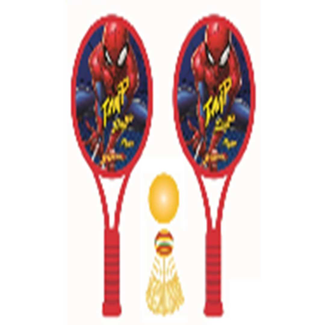 MARVEL SPIDER-MAN KIDS PLASTIC BADMINTON/TENNIS RACKET SET (PAIR) - RED by MESUCA -Mesuca - India - www.superherotoystore.com