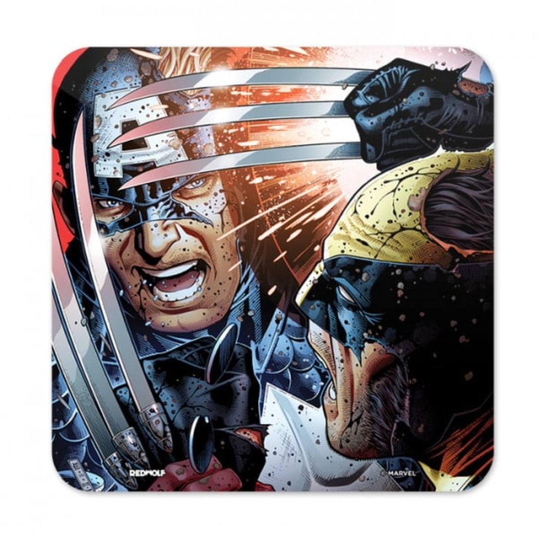 Wolverine Vs. Captain America - Marvel Official Coaster -Redwolf - India - www.superherotoystore.com