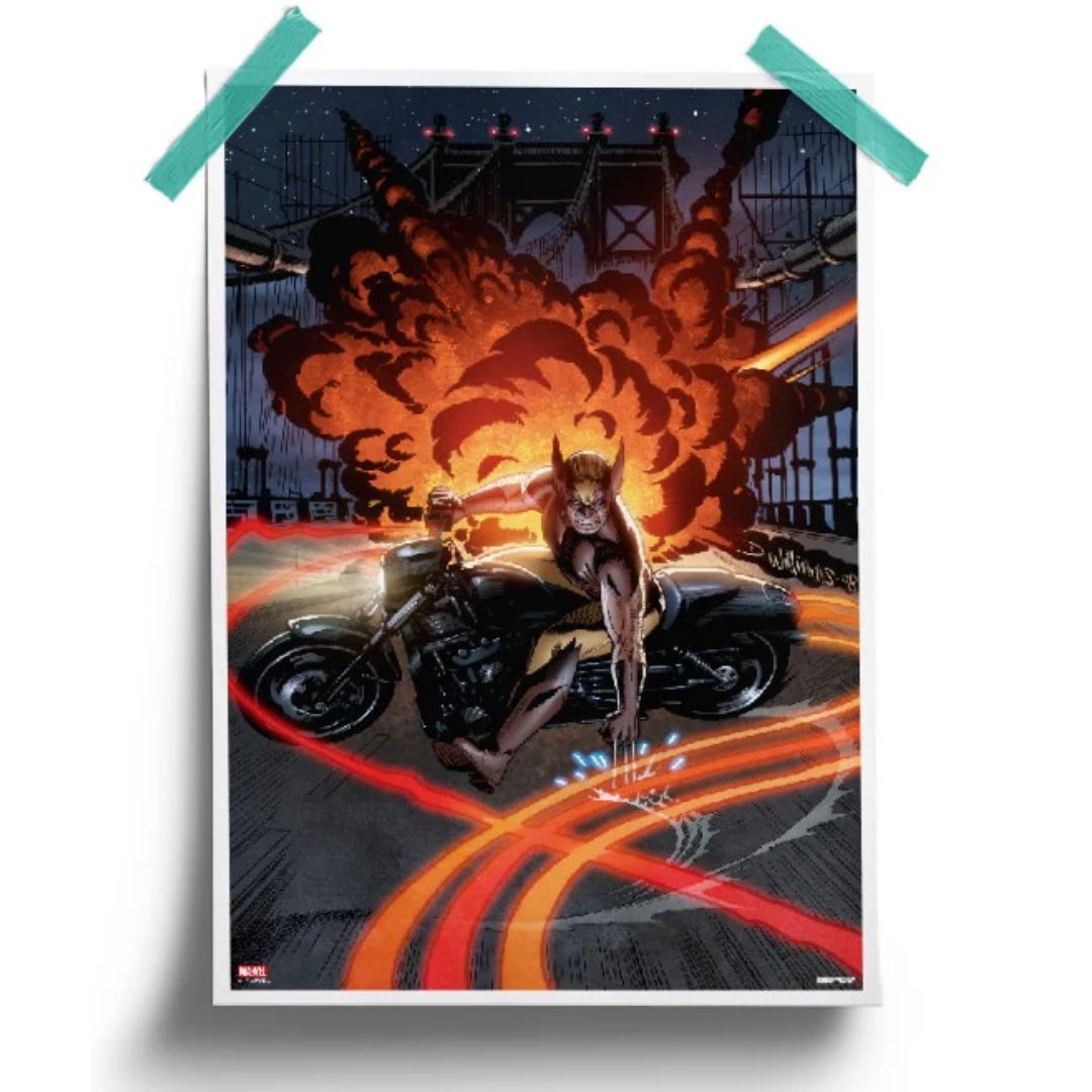 Wolverine Bike Slide - Marvel Official Poster -Redwolf - India - www.superherotoystore.com