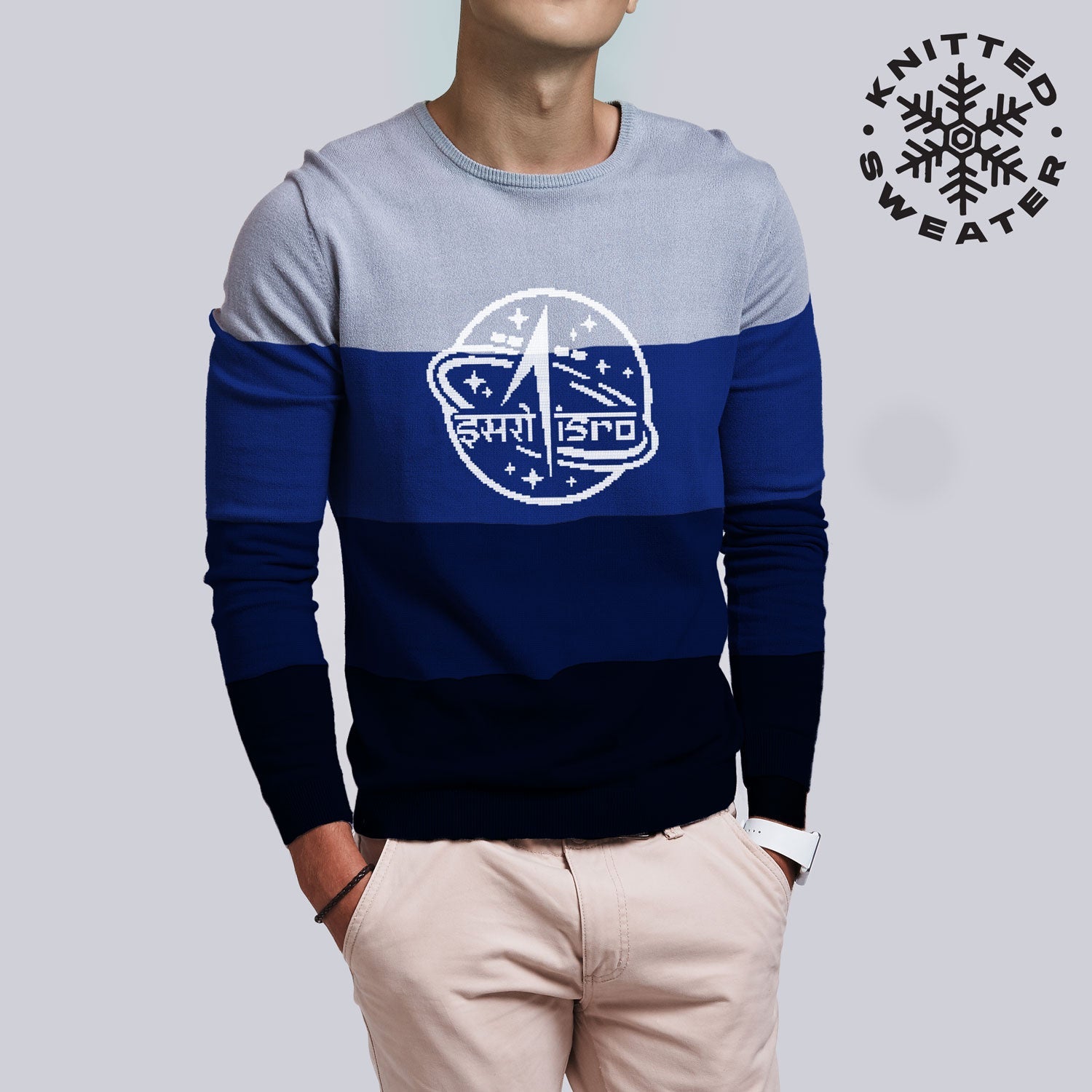 The Classic ISRO Blue Sweater (Knitted) -A47 - India - www.superherotoystore.com