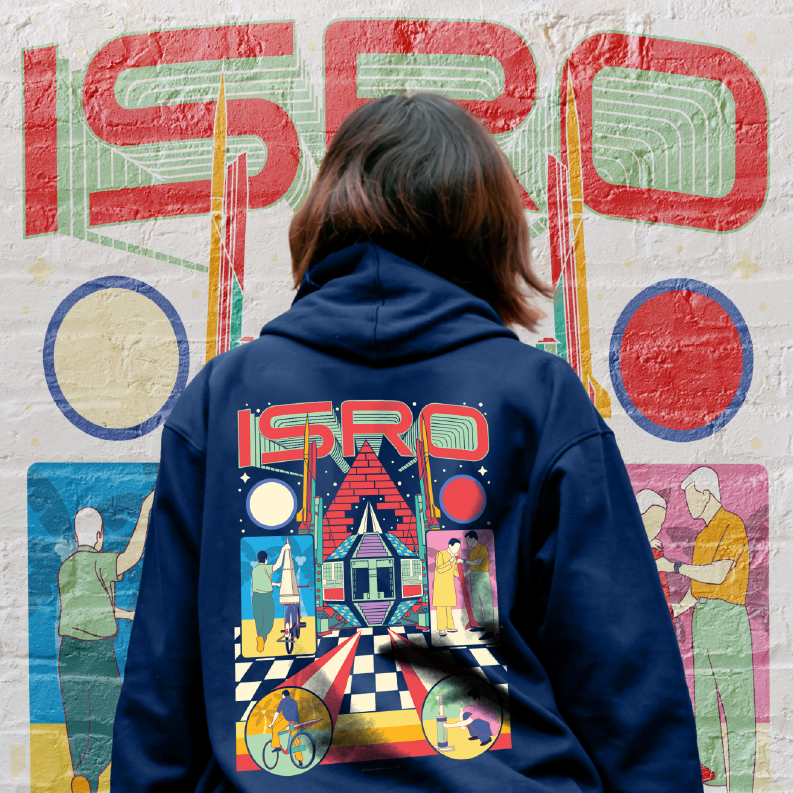 Navy Blue ISRO Tribute Unisex Hoodie (Without Zip) -A47 - India - www.superherotoystore.com