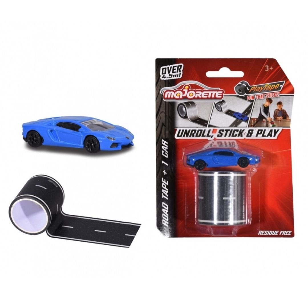 Blue Lamborghini Aventador & Playtape Die-Cast Car Set by Majorette