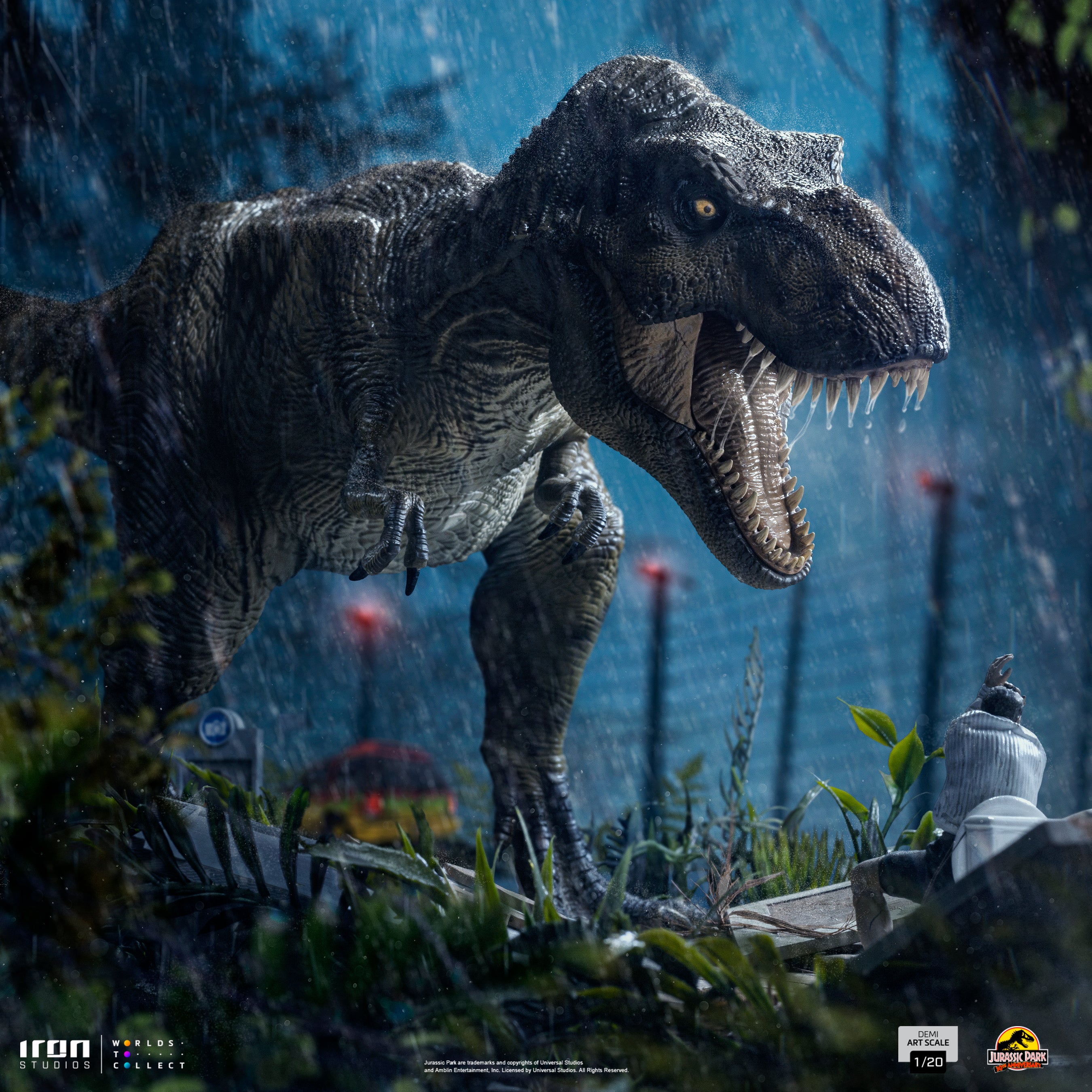 Jurassic Park T-Rex & Donald Gennaro 1/10 Scale Statue by Iron Studios
