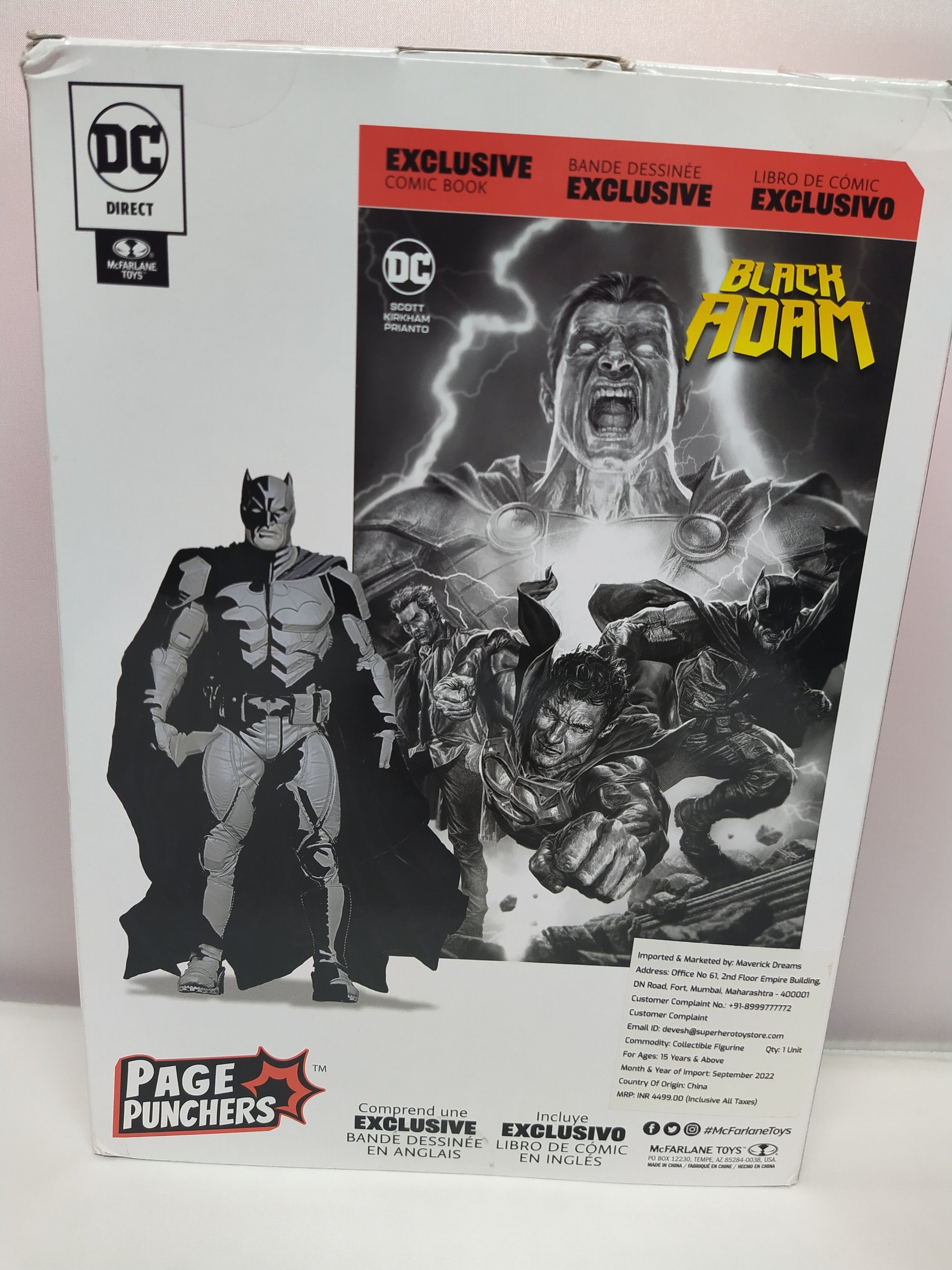 Batman Action Figure with DC Comics Black Adam Comic Book by Mcfarlane Toys (Damaged Box) -Superherotoystore.com - India - www.superherotoystore.com