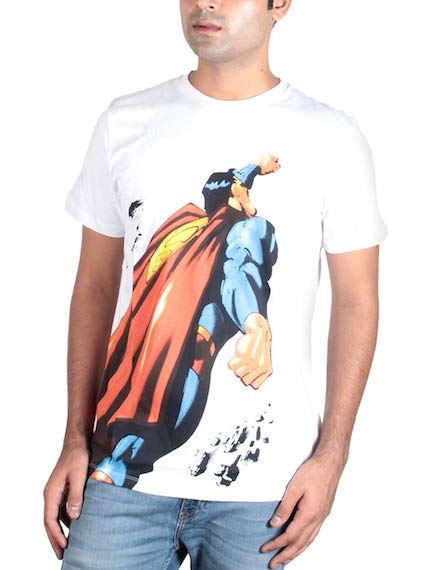 Superman White T-Shirt -Bio World - India - www.superherotoystore.com