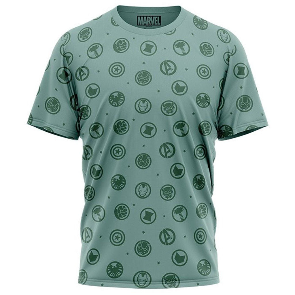 Marvel Comics Official Avengers Icons Pattern T-Shirt.