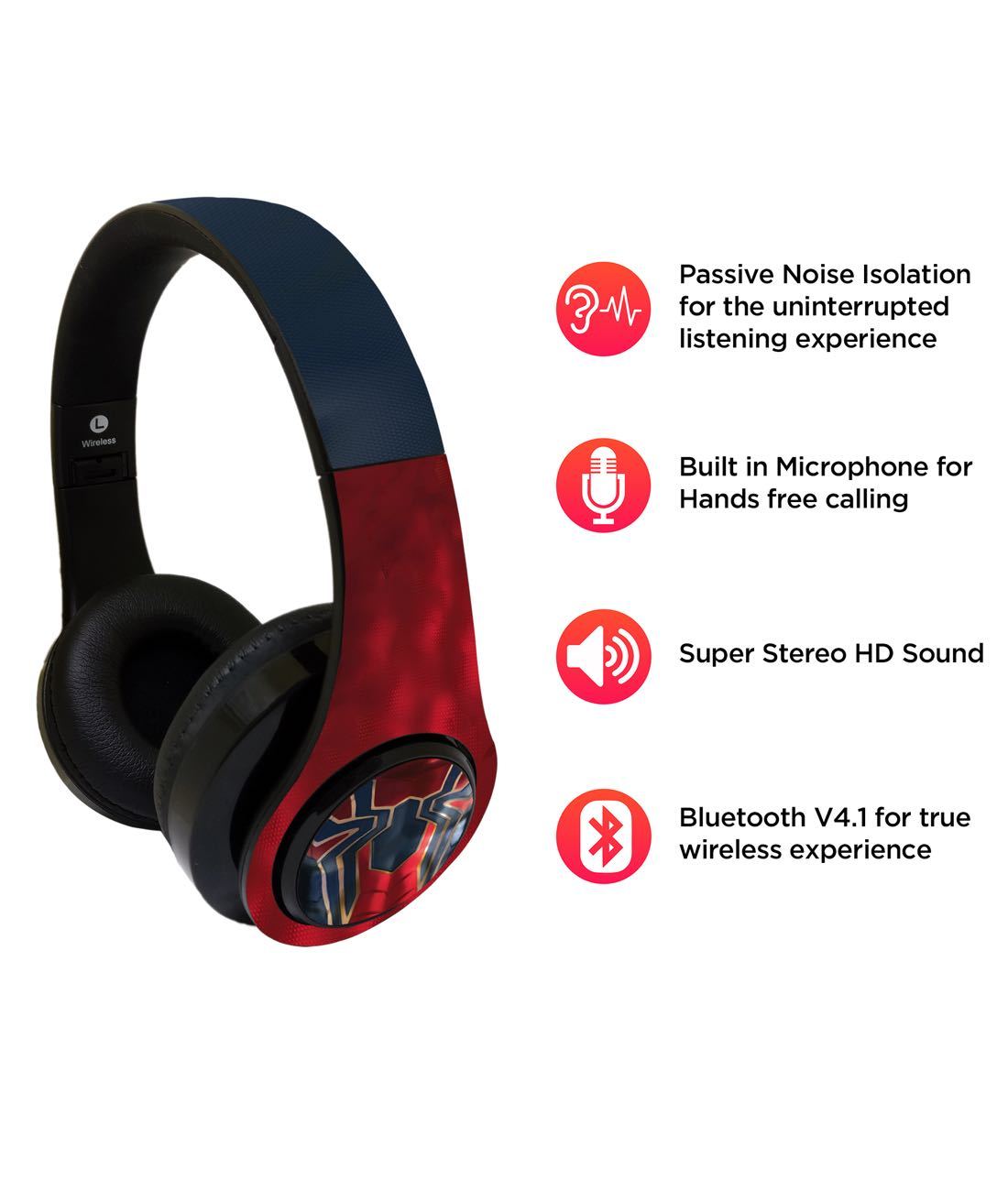 Iconic Spiderman Logo - Decibel Wireless On Ear Headphones -Macmerise - India - www.superherotoystore.com